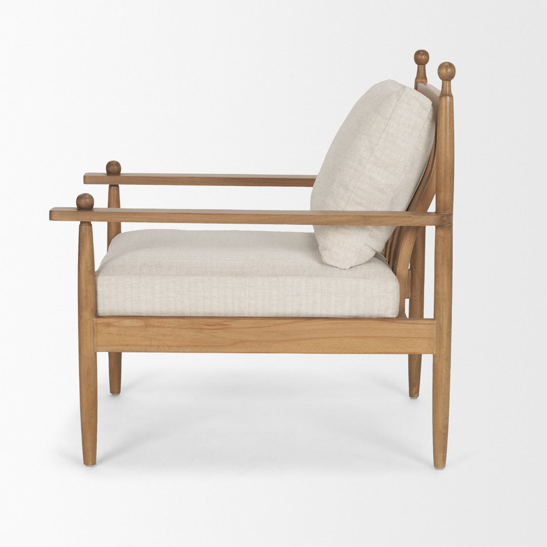 Danni Beige Fabric Beech Wood Framed Accent Lounge Chair Living Room Mercana