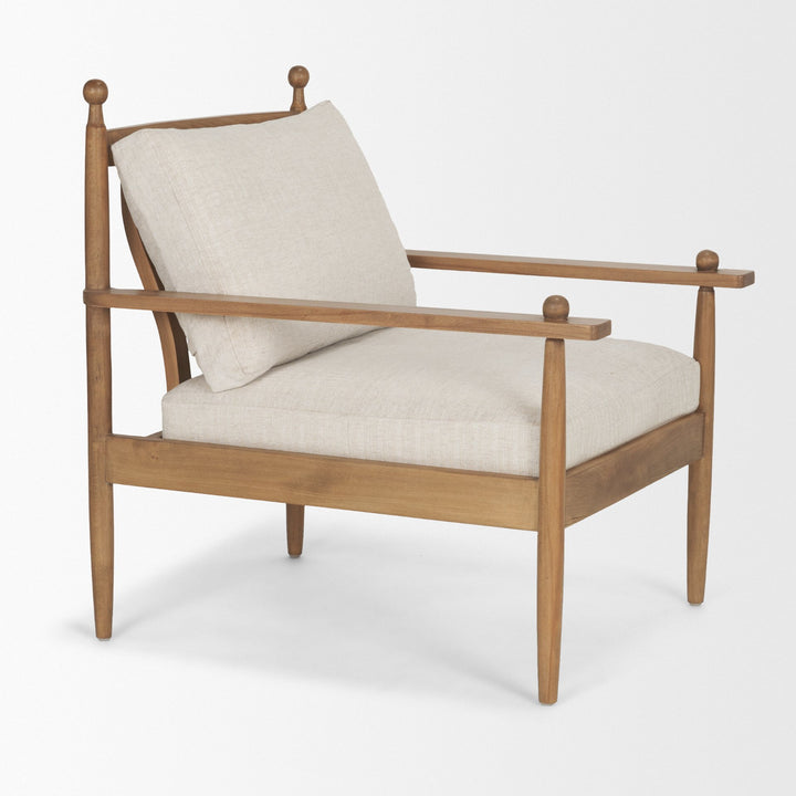 Danni Beige Fabric Beech Wood Framed Accent Lounge Chair Living Room Mercana
