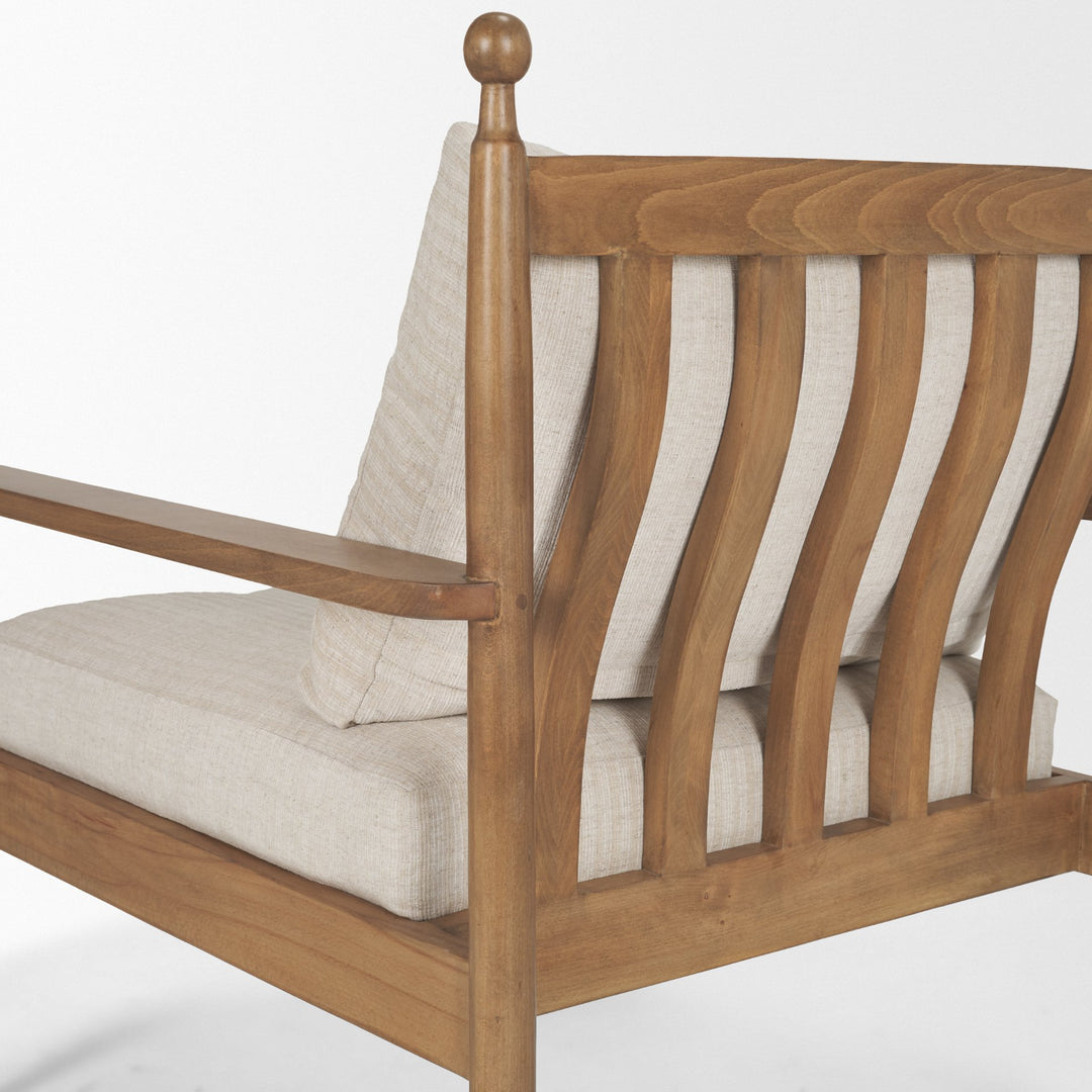 Danni Beige Fabric Beech Wood Framed Accent Lounge Chair Living Room Mercana