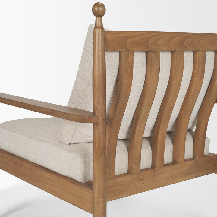 Danni Beige Fabric Beech Wood Framed Accent Lounge Chair Living Room Mercana