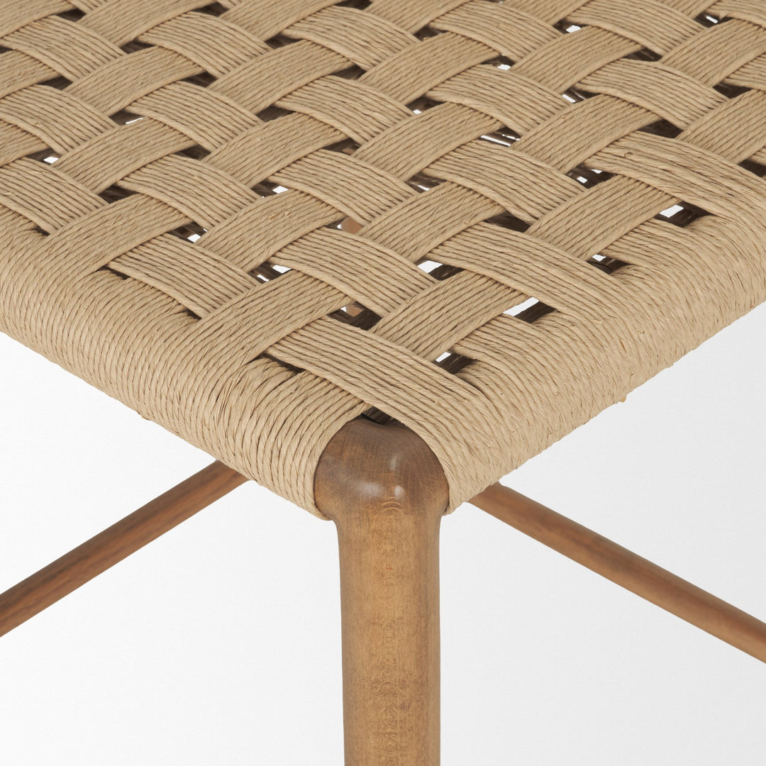 Brinley Woven Paper Rope w/ Brown Wood Frame Counter Stool Dining Room Mercana