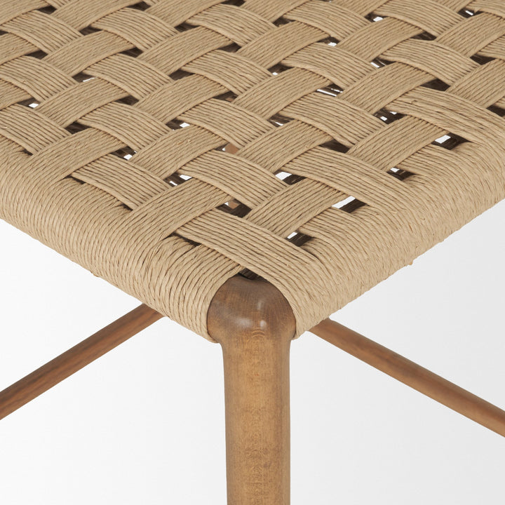 Brinley Woven Paper Rope w/ Brown Wood Frame Counter Stool Dining Room Mercana