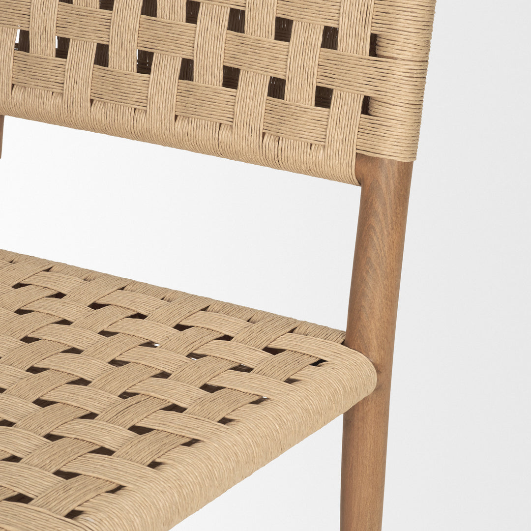 Brinley Woven Paper Rope w/ Brown Wood Frame Dining Chair Living Room Mercana