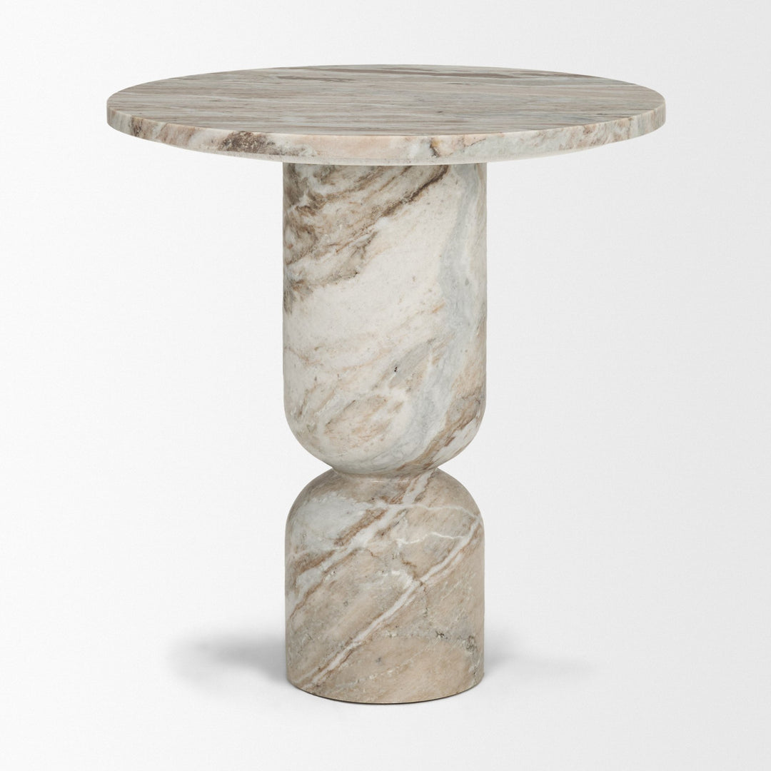Nylah Solid Pink Marble Round Accent Table Dining Room Mercana