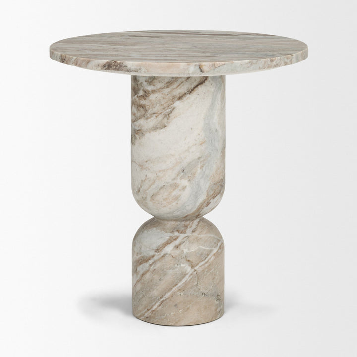 Nylah Solid Pink Marble Round Accent Table Dining Room Mercana