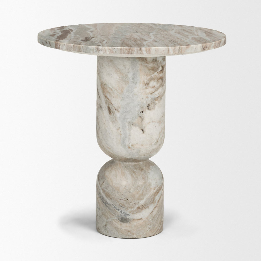 Nylah Solid Pink Marble Round Accent Table Dining Room Mercana