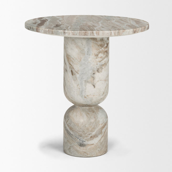 Nylah Solid Pink Marble Round Accent Table Dining Room Mercana