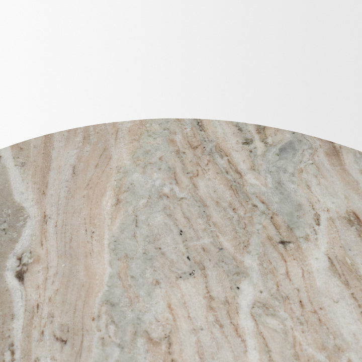 Nylah Solid Pink Marble Round Accent Table Dining Room Mercana
