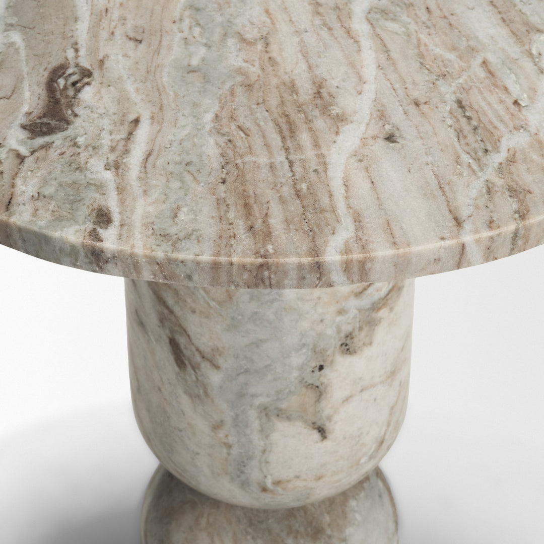 Nylah Solid Pink Marble Round Accent Table Dining Room Mercana