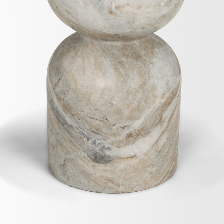 Nylah Solid Pink Marble Round Accent Table Dining Room Mercana