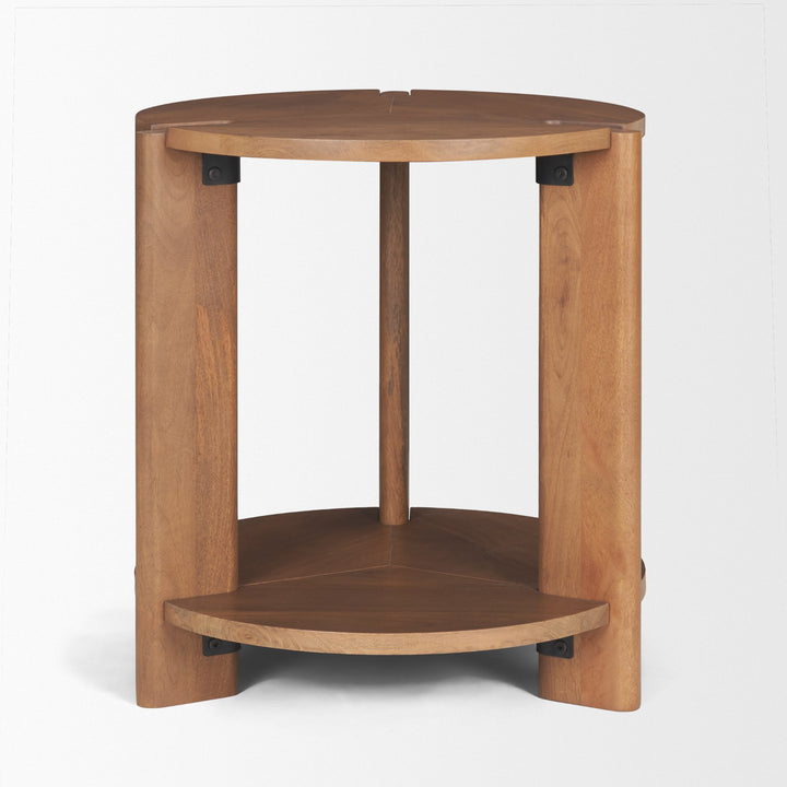 Hisako Mid Brown Open Round Accent Table Dining Room Mercana