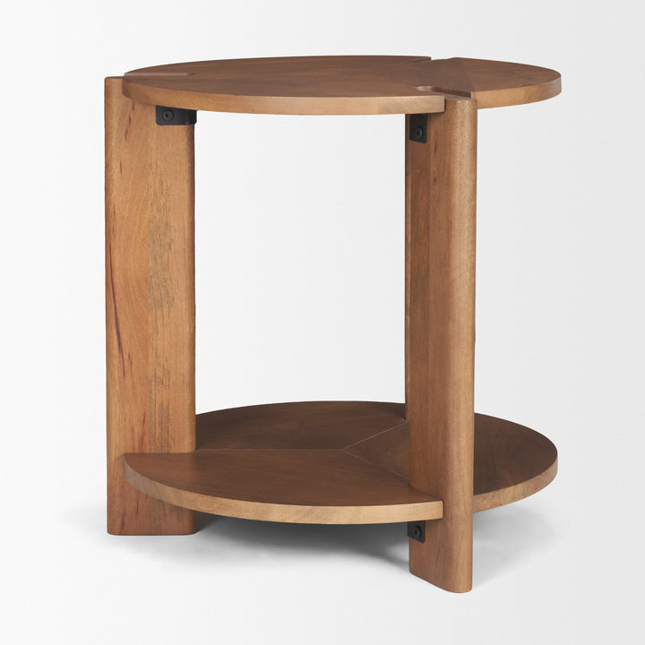 Hisako Mid Brown Open Round Accent Table Dining Room Mercana