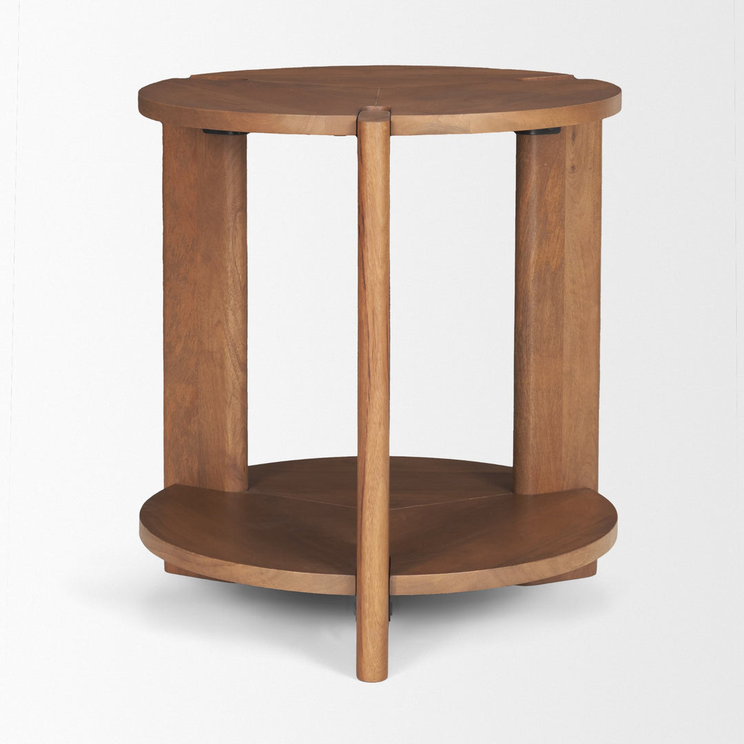 Hisako Mid Brown Open Round Accent Table Dining Room Mercana