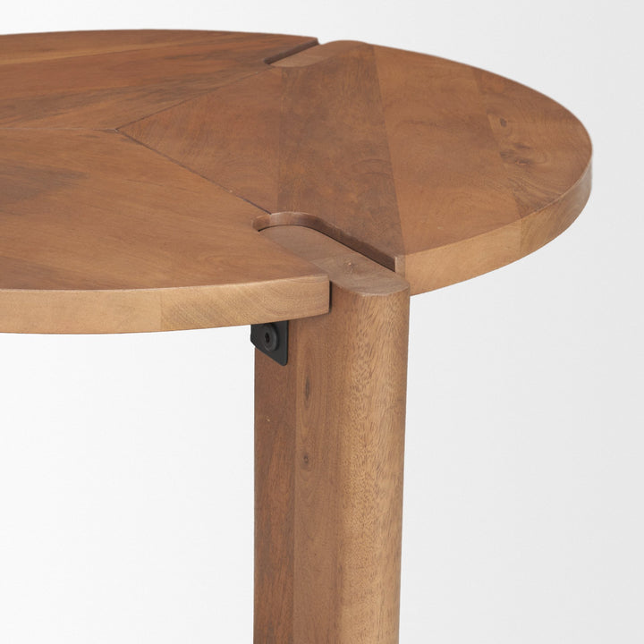 Hisako Mid Brown Open Round Accent Table Dining Room Mercana