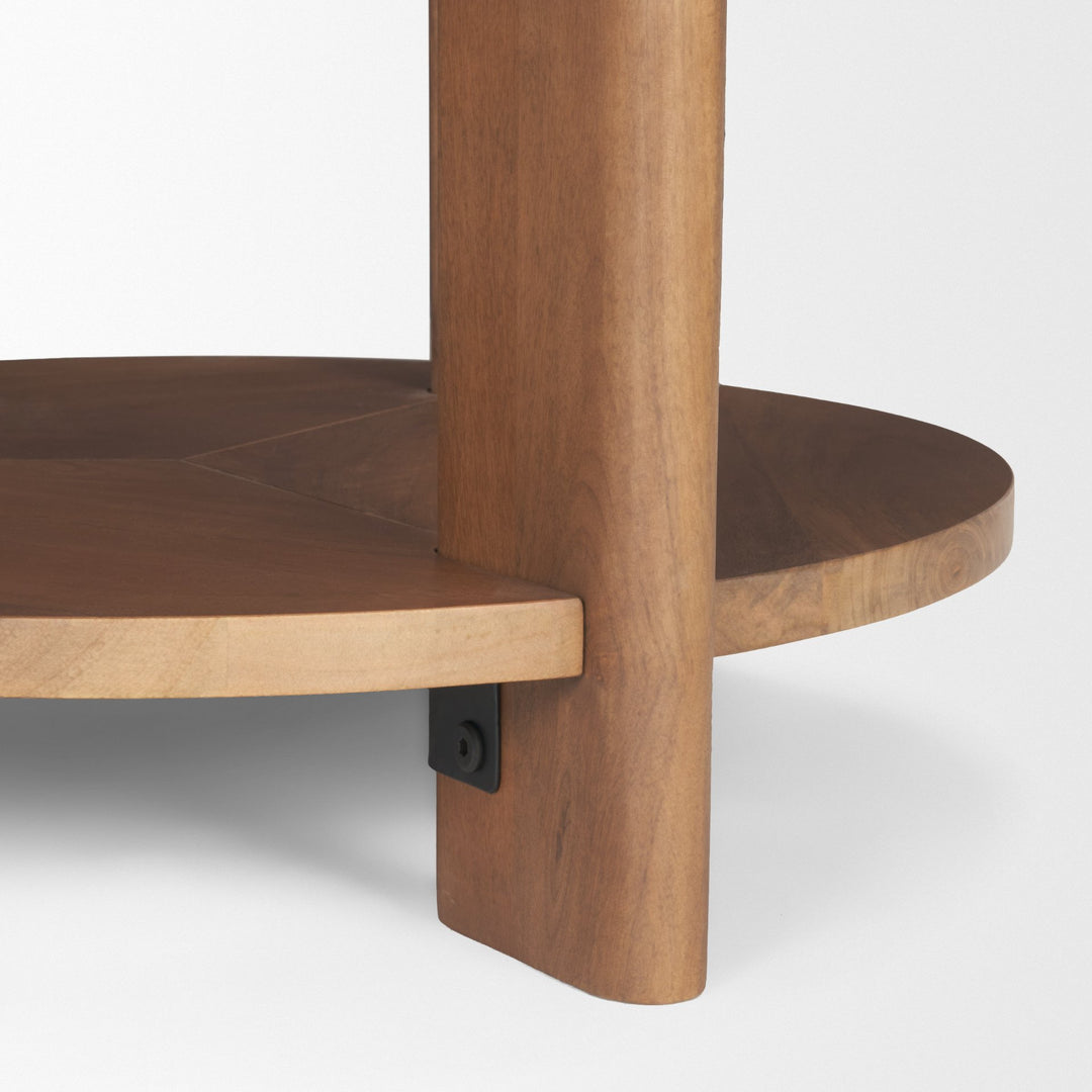 Hisako Mid Brown Open Round Accent Table Dining Room Mercana