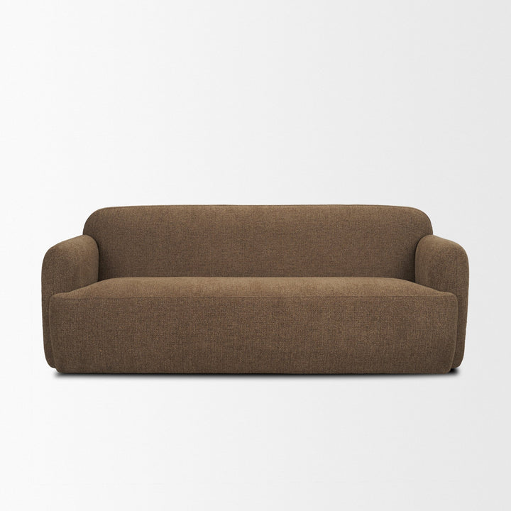 Saga Textured Brown Plush Fabric 3 Seater Sofa Living Room Mercana