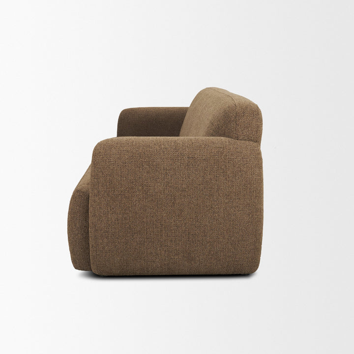 Saga Textured Brown Plush Fabric 3 Seater Sofa Living Room Mercana