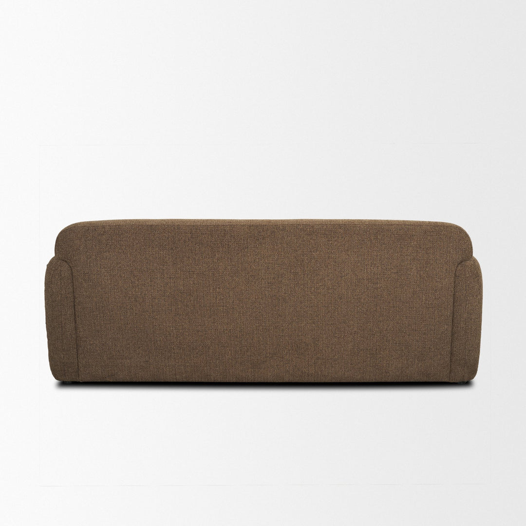 Saga Textured Brown Plush Fabric 3 Seater Sofa Living Room Mercana