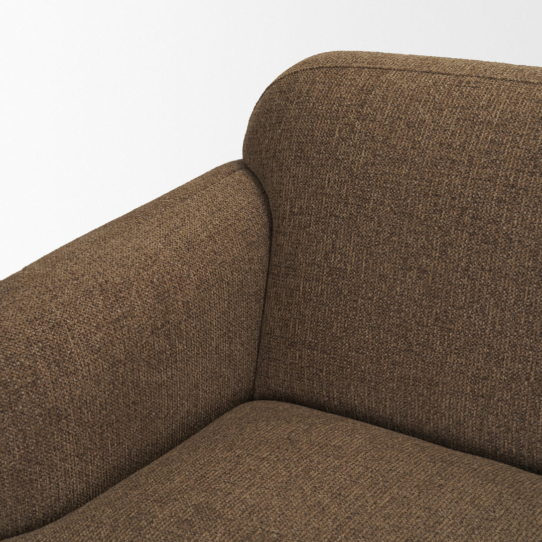 Saga Textured Brown Plush Fabric 3 Seater Sofa Living Room Mercana