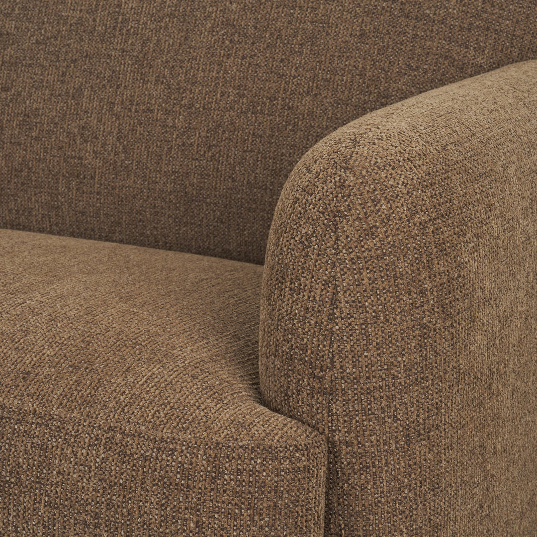 Saga Textured Brown Plush Fabric 3 Seater Sofa Living Room Mercana