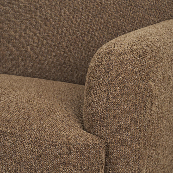 Saga Textured Brown Plush Fabric 3 Seater Sofa Living Room Mercana
