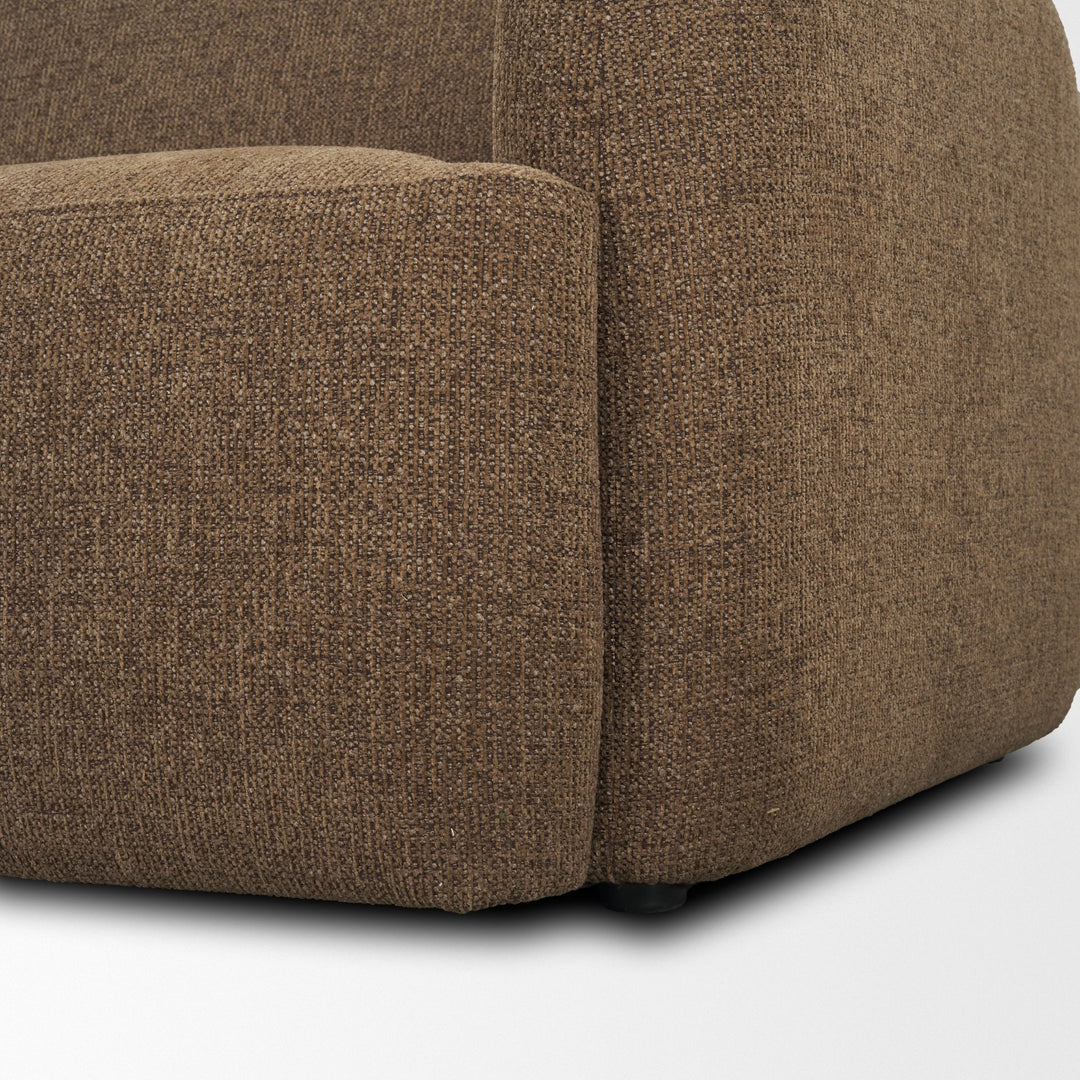 Saga Textured Brown Plush Fabric 3 Seater Sofa Living Room Mercana
