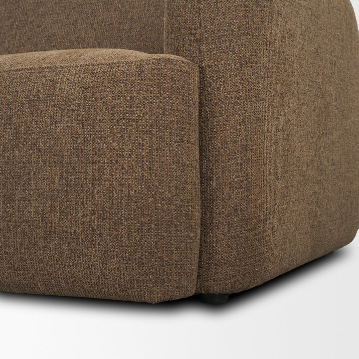 Saga Textured Brown Plush Fabric 3 Seater Sofa Living Room Mercana