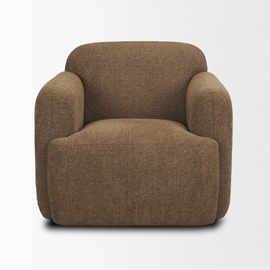 Saga Textured Brown Plush Fabric Upholstered Chair Living Room Mercana