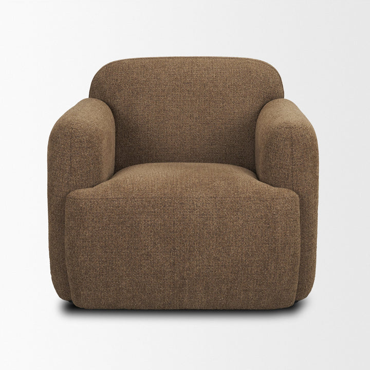 Saga Textured Brown Plush Fabric Upholstered Chair Living Room Mercana