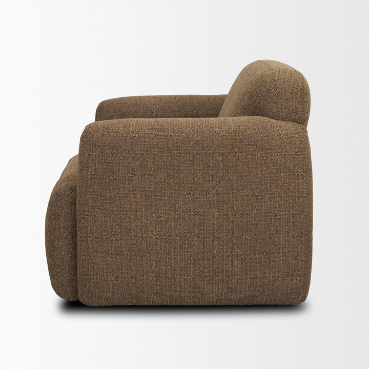 Saga Textured Brown Plush Fabric Upholstered Chair Living Room Mercana