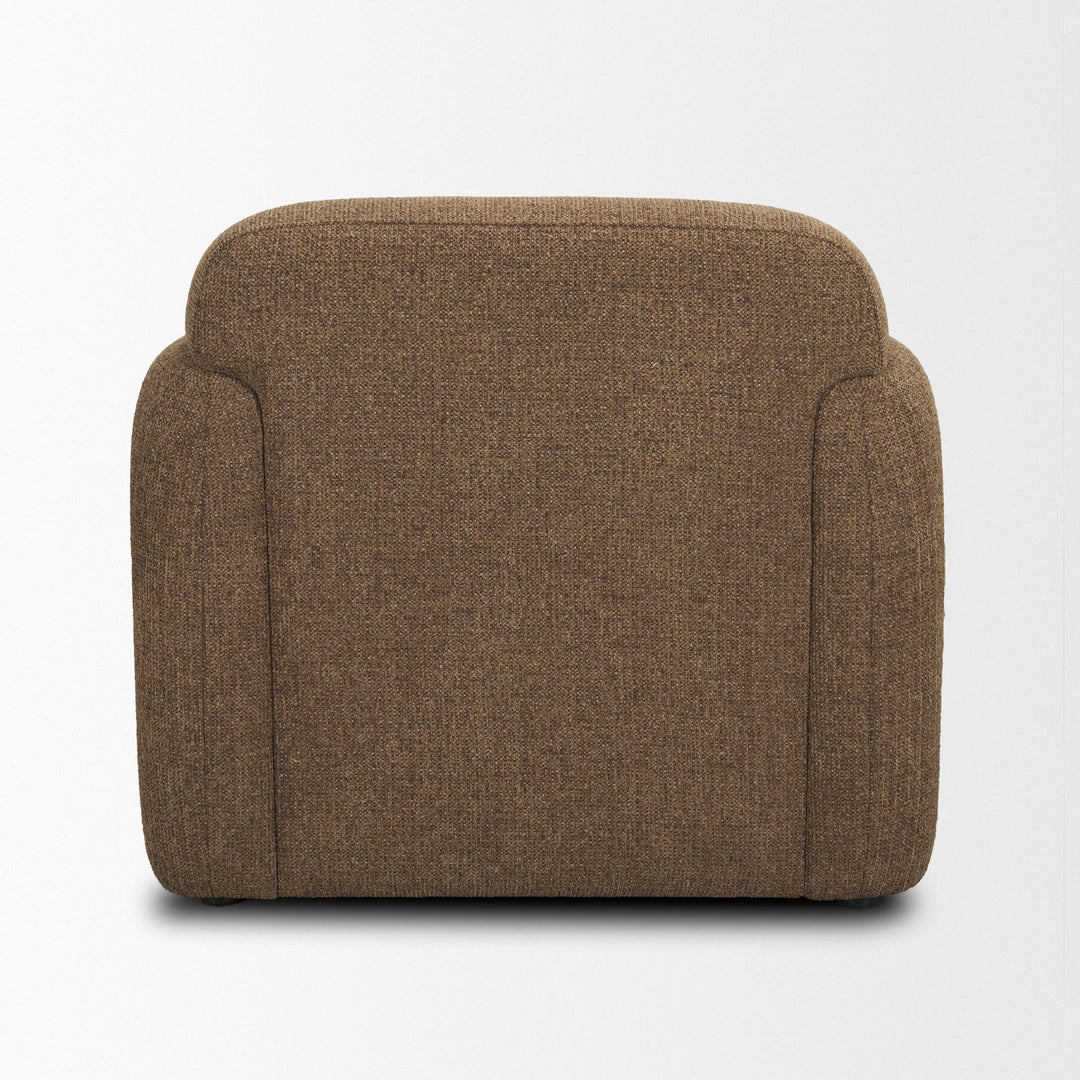 Saga Textured Brown Plush Fabric Upholstered Chair Living Room Mercana