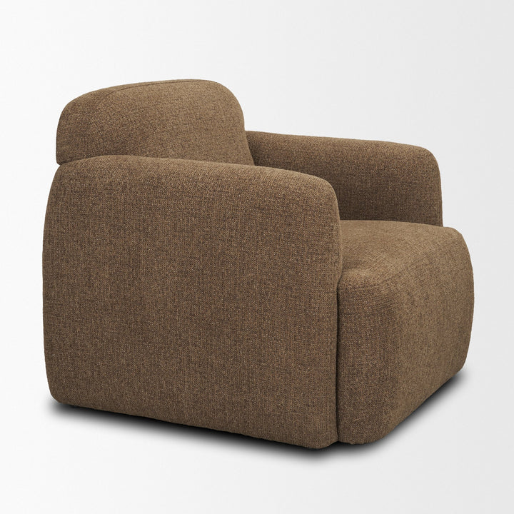 Saga Textured Brown Plush Fabric Upholstered Chair Living Room Mercana