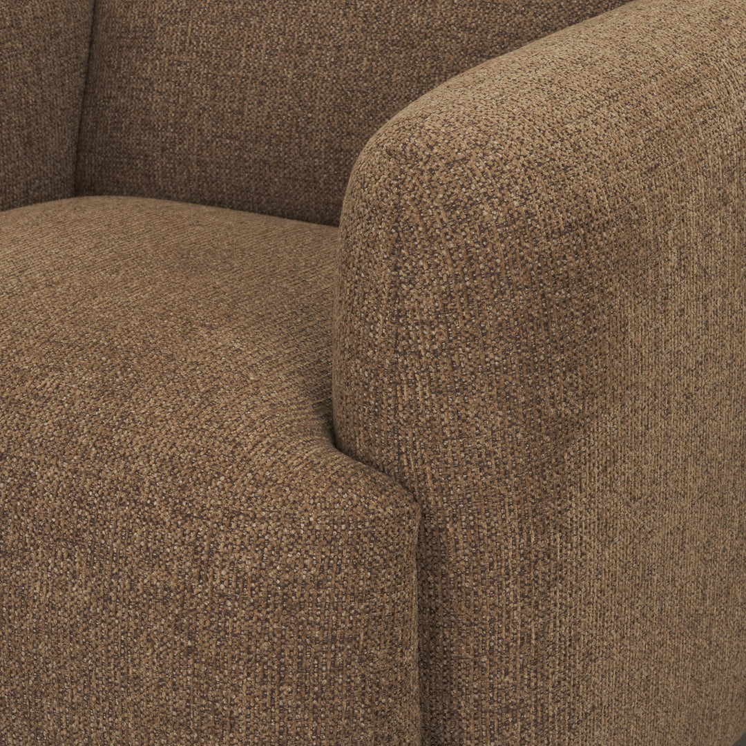 Saga Textured Brown Plush Fabric Upholstered Chair Living Room Mercana