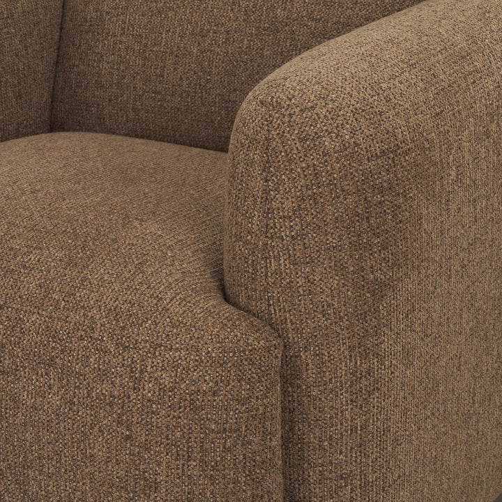 Saga Textured Brown Plush Fabric Upholstered Chair Living Room Mercana
