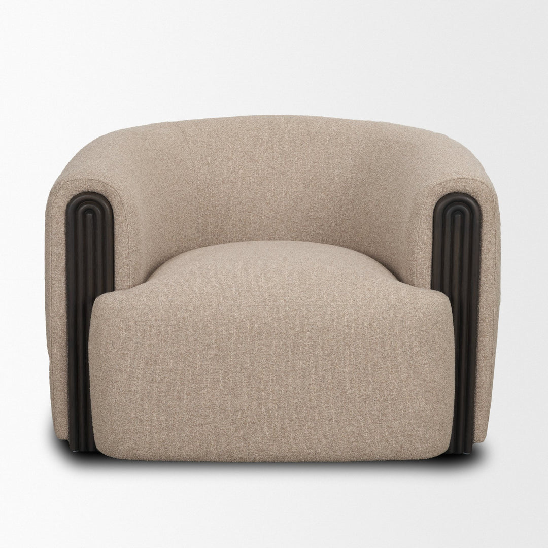 Kornelia Textured Mushroom Fabric Barrel Accent Chair Living Room Mercana