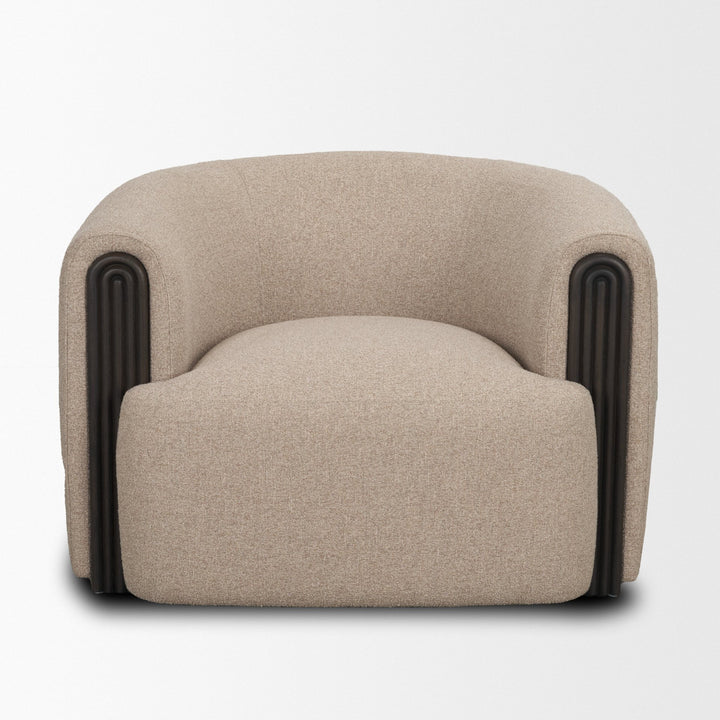Kornelia Textured Mushroom Fabric Barrel Accent Chair Living Room Mercana
