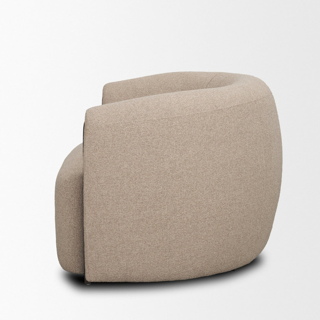 Kornelia Textured Mushroom Fabric Barrel Accent Chair Living Room Mercana