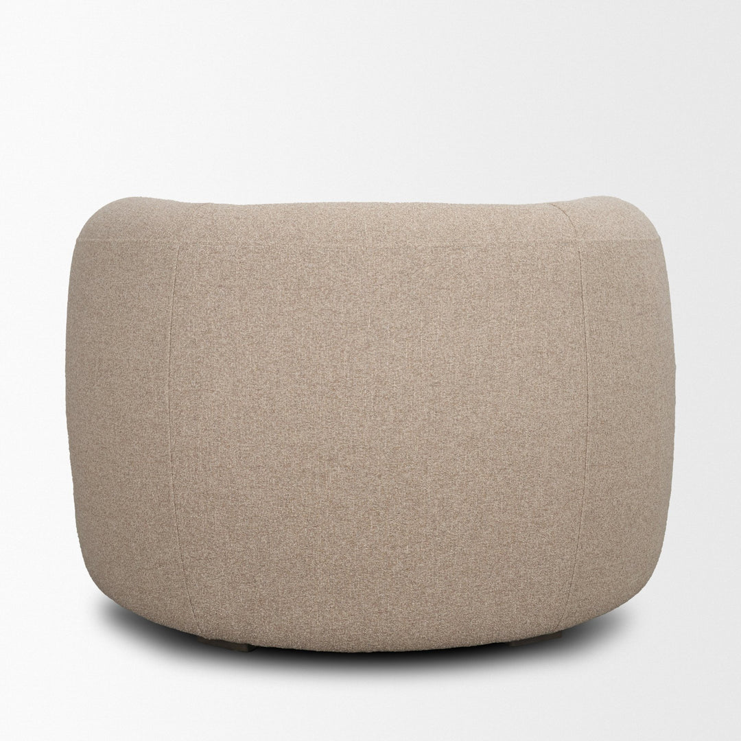 Kornelia Textured Mushroom Fabric Barrel Accent Chair Living Room Mercana