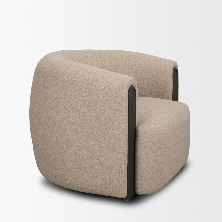 Kornelia Textured Mushroom Fabric Barrel Accent Chair Living Room Mercana