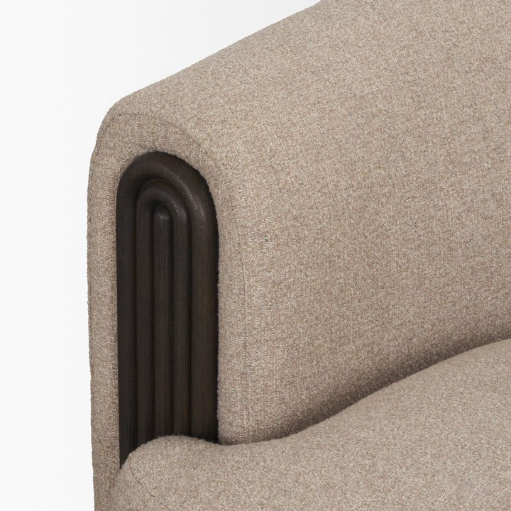 Kornelia Textured Mushroom Fabric Barrel Accent Chair Living Room Mercana