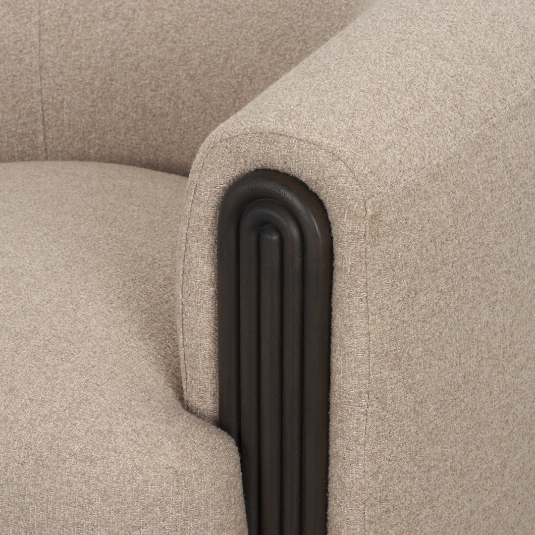 Kornelia Textured Mushroom Fabric Barrel Accent Chair Living Room Mercana