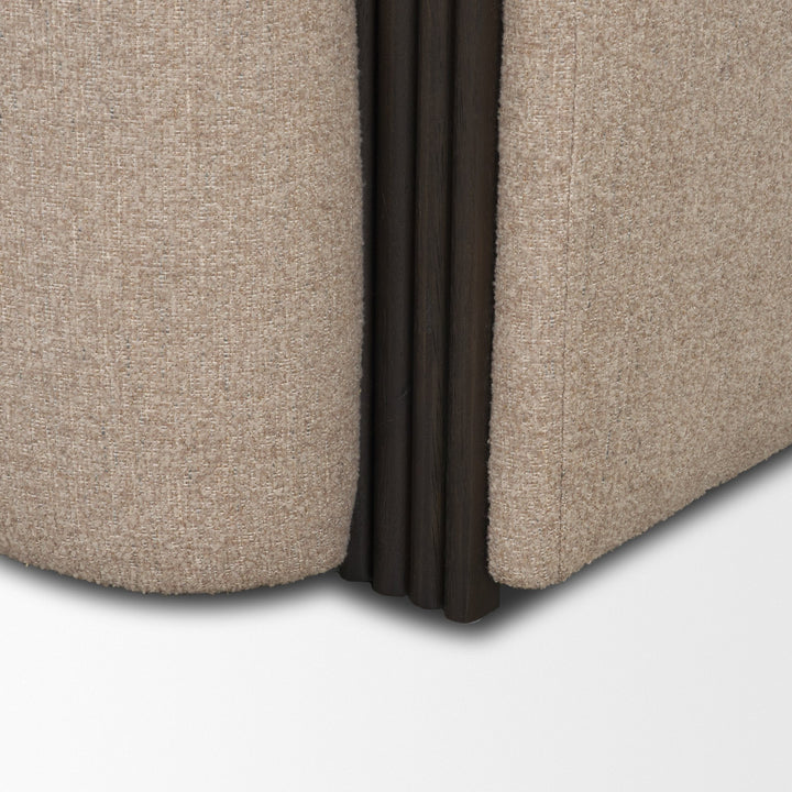 Kornelia Textured Mushroom Fabric Barrel Accent Chair Living Room Mercana