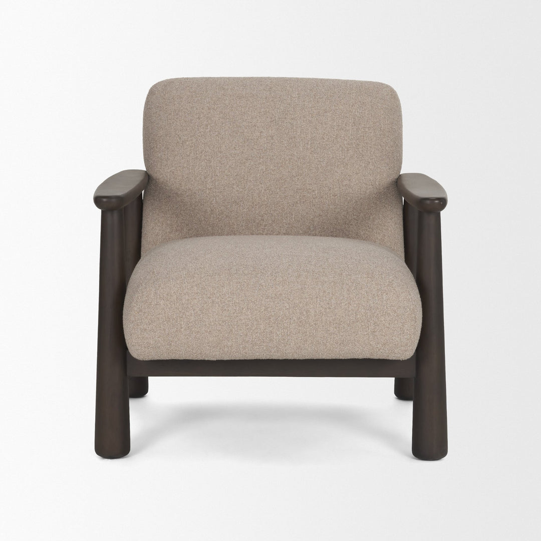 Willmar Textured Mushroom Gray Fabric Espresso Brown Wood Accent Lounge Chair Living Room Mercana