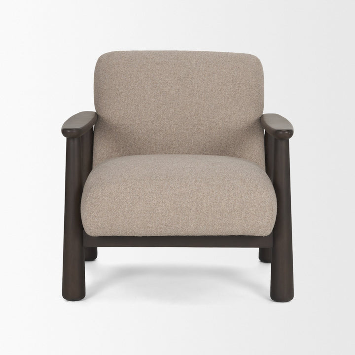 Willmar Textured Mushroom Gray Fabric Espresso Brown Wood Accent Lounge Chair Living Room Mercana