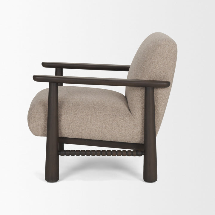 Willmar Textured Mushroom Gray Fabric Espresso Brown Wood Accent Lounge Chair Living Room Mercana