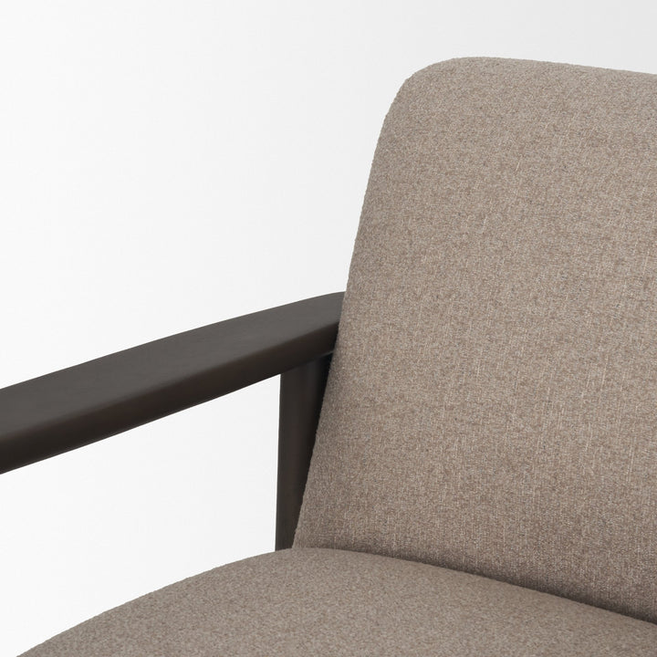 Willmar Textured Mushroom Gray Fabric Espresso Brown Wood Accent Lounge Chair Living Room Mercana