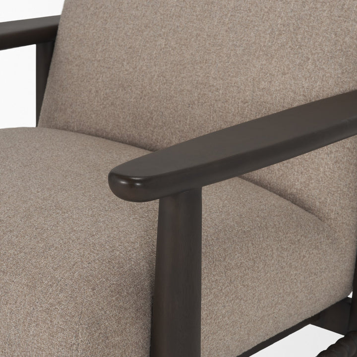 Willmar Textured Mushroom Gray Fabric Espresso Brown Wood Accent Lounge Chair Living Room Mercana