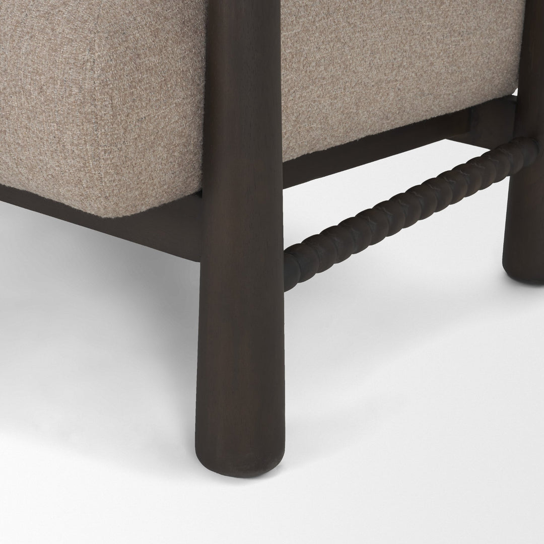 Willmar Textured Mushroom Gray Fabric Espresso Brown Wood Accent Lounge Chair Living Room Mercana