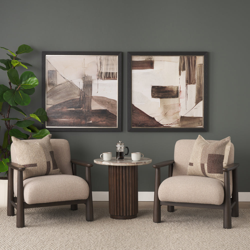 Willmar Textured Mushroom Gray Fabric Espresso Brown Wood Accent Lounge Chair Living Room Mercana