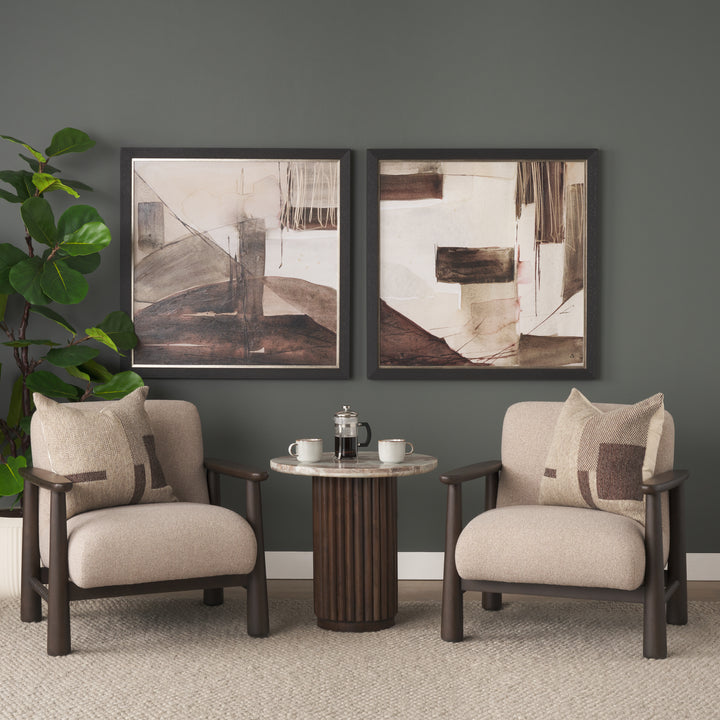 Willmar Textured Mushroom Gray Fabric Espresso Brown Wood Accent Lounge Chair Living Room Mercana